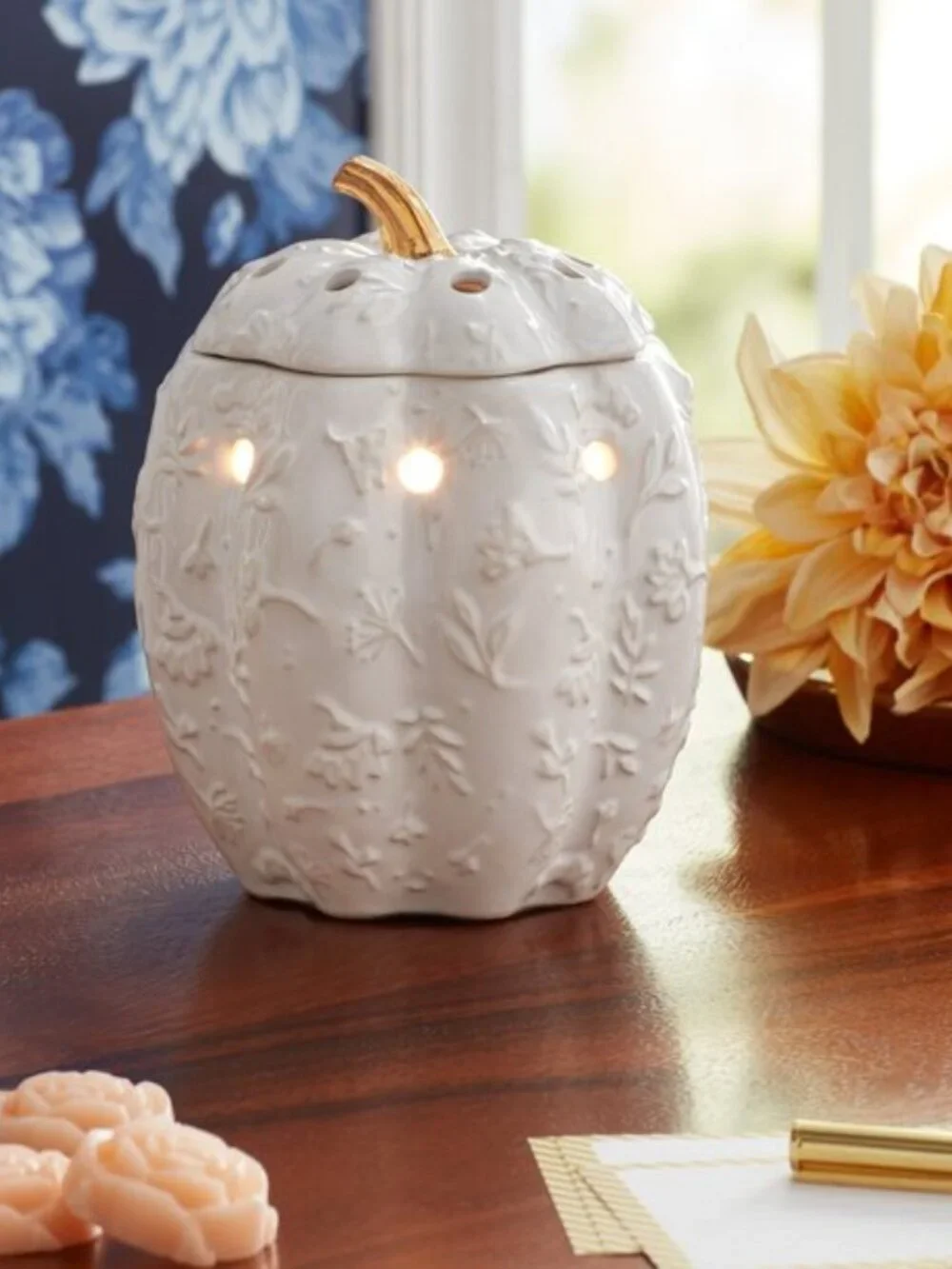 Pioneer Woman White Pumpkin Scented Wax Warmer Fall Thanksgiving Halloween New